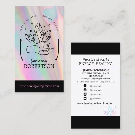 Energy Healer/直感的/霊気/ Crystal Michusin 名刺 (正面/裏面)