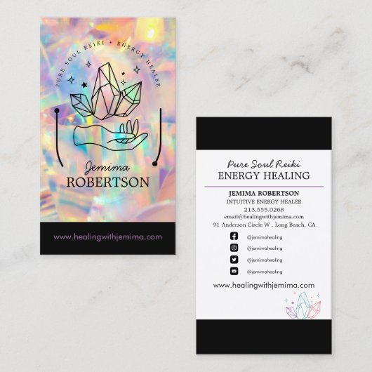 Energy Healer/直感的/霊気/ Crystal Michusin 名刺 (正面/裏面)