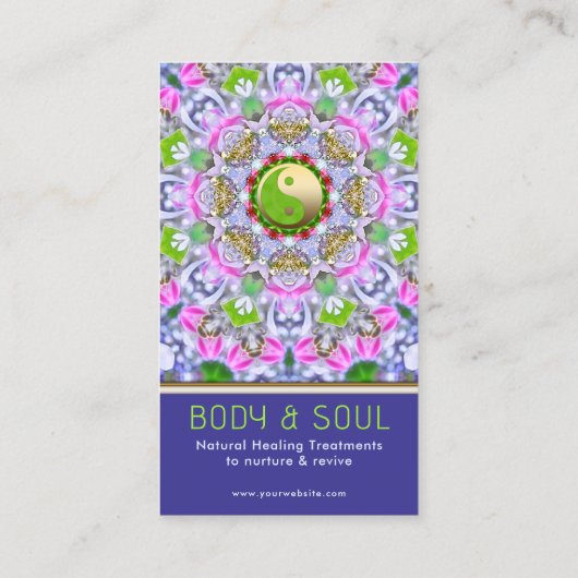 Energy Healing Holistic Indigo Green Gold Sparkle 名刺 (裏面)