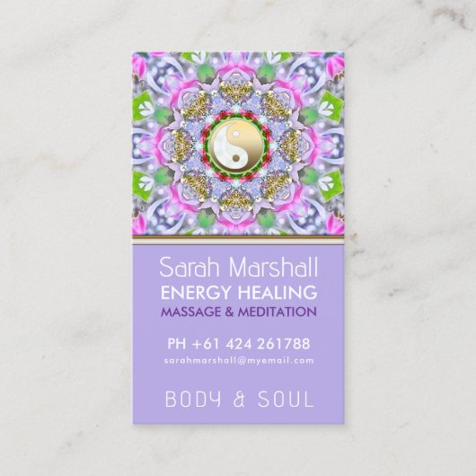 Energy Healing Holistic Lilac Gold Sparkle 名刺 (正面)