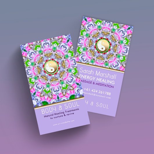 Energy Healing Holistic Lilac Gold Sparkle 名刺