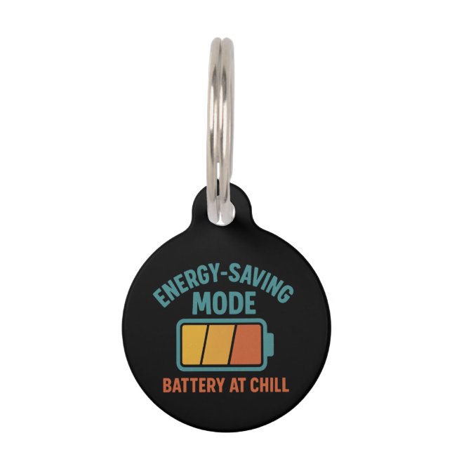 Energy-Saving Mode Battery at Chill Retro Funny ペット　ネームタグ (正面)