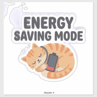 Energy Saving Mode Cute Sleepy Cat シール