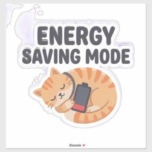 Energy Saving Mode Cute Sleepy Cat シール (シート)