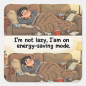 Energy-Saving Mode” Sticker – Cozy Webcomic Vibes スクエアシール (正面)