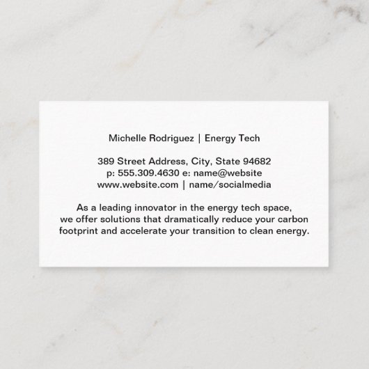 Energy Techロゴ | パネル太陽の 名刺 (裏面)