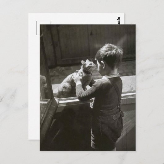 Enfant et son chat - Willy Ronis ポストカード (正面/裏面)