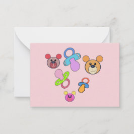 Enfants, sucette, tétine et ourson bébé. carte ノートカード
