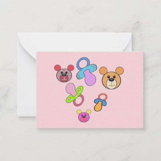 Enfants, sucette, tétine et ourson bébé. carte ノートカード (正面)