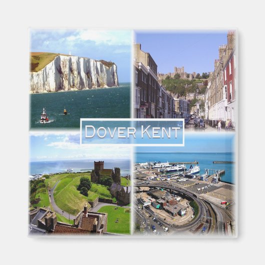 ENG005 DOVER城，ポート， KENT，イギリス，冷蔵庫 マグネット (正面)