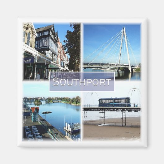 ENG035 SOUTHPORT，イングランド，ヨーロッパ，冷蔵庫 マグネット (正面)