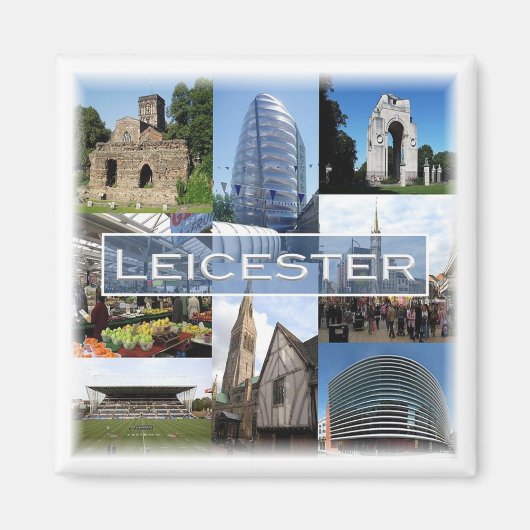 ENG043 LEICESTER，イギリス，ヨーロッパ，冷蔵庫 マグネット (正面)
