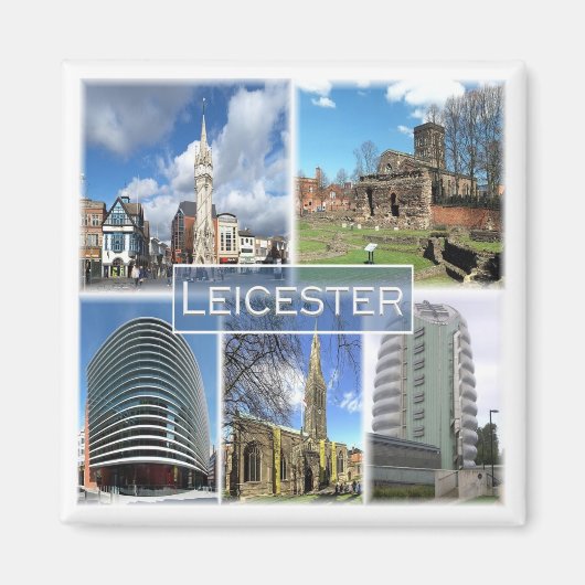 ENG044 LEICESTER，イギリス，ヨーロッパ，冷蔵庫 マグネット (正面)