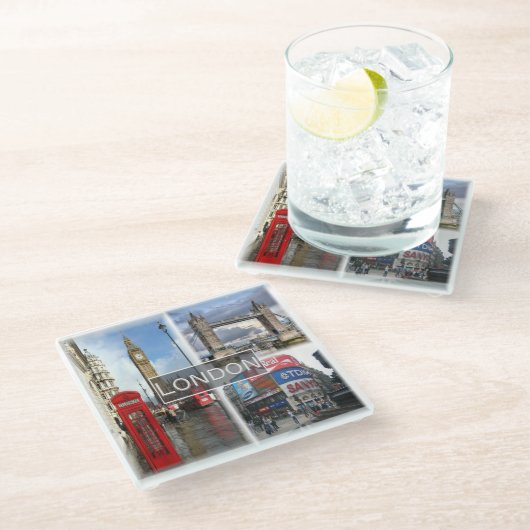 ENG048 LONDON，イギリス，ヨーロッパ， ガラスコースター (アングル)