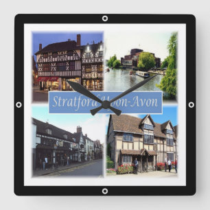 ENG060 STRATFORD ON AVON, England Europe スクエア壁時計