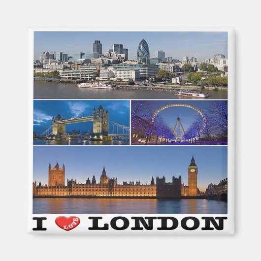ENG065 LONDON "I LOVE"，イギリス，冷蔵庫 マグネット (正面)