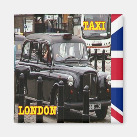 ENG094 LONDON BLACK CAP TAXI,冷蔵庫 マグネット (正面)