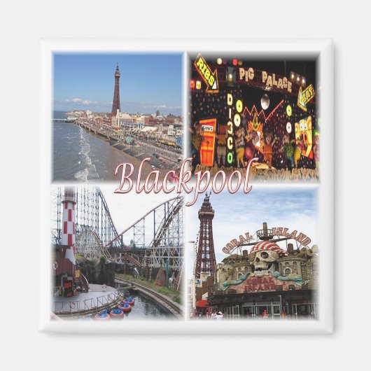 ENG100 BLACKPOOL、イギリス、ヨーロッパ、冷蔵庫 マグネット (正面)