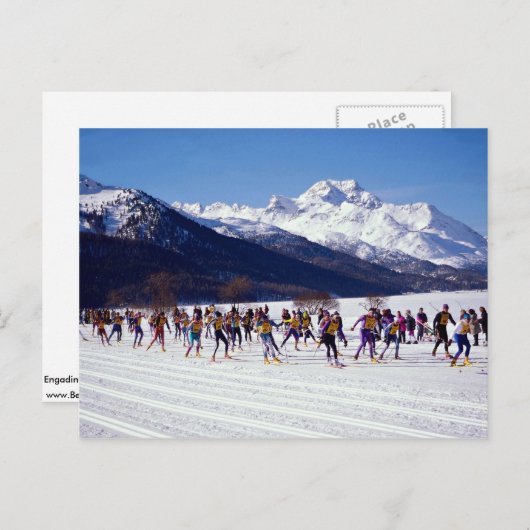 Engadinスキーマラソン、シルバプラナ、スイスワイン ポストカード (正面/裏面)