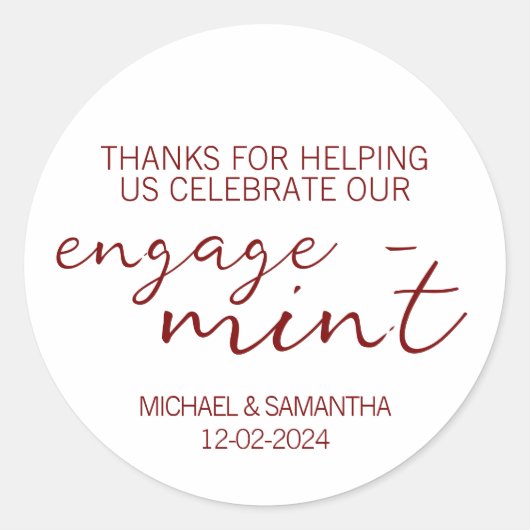 Engage-Mint Engagement Thank You ラウンドシール (正面)