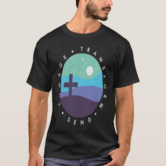 Engage transform send Christian cross minimalist J Tシャツ (正面)