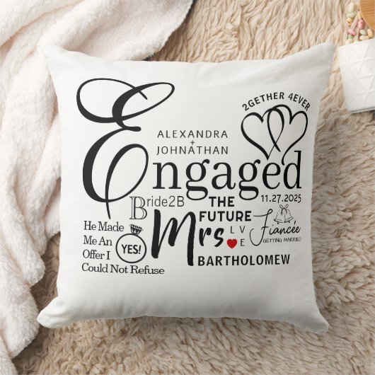 Engaged Collage Wedding Announcement クッション (ブランケット)
