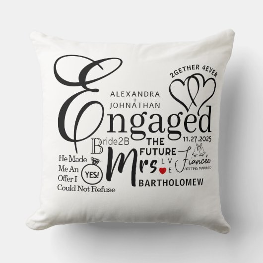 Engaged Collage Wedding Announcement クッション (正面)