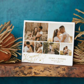 Engaged couple 6 photo collage template white フォトプラーク (側面)