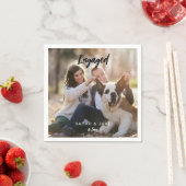 Engaged Couple Photo With Pet Fun Cocktail スタンダードカクテルナプキン (インサイチュ)