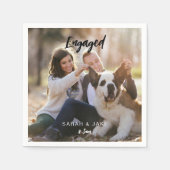 Engaged Couple Photo With Pet Fun Cocktail スタンダードカクテルナプキン (正面)