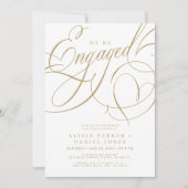 Engaged elegant gold calligraphy engagement party 招待状 (正面)