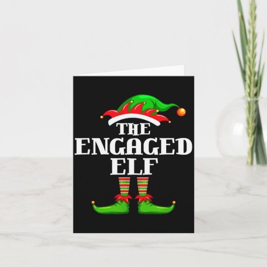 Engaged Elf Matching Family Group Christmas Party カード (正面)