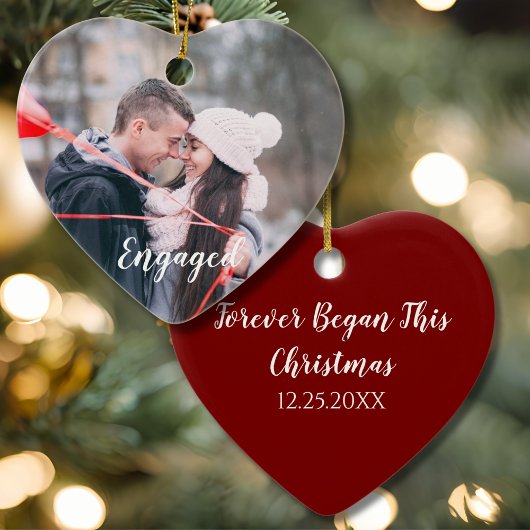 Engaged Heart Photo Forever Began this Christmas セラミックオーナメント