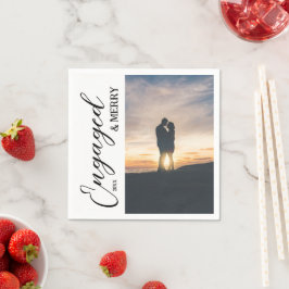 Engaged & Merry Couple Photo スタンダードカクテルナプキン