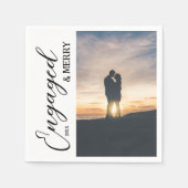 Engaged & Merry Couple Photo スタンダードカクテルナプキン (正面)