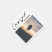 Engaged & Merry Couple Photo スタンダードカクテルナプキン (角)