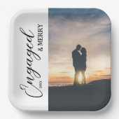 Engaged & Merry Couple Photo ペーパープレート (正面)