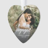 Engaged Modern script Personalized photo keepsake オーナメント (正面)