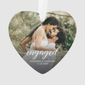 Engaged Modern script Personalized photo keepsake オーナメント (裏面)