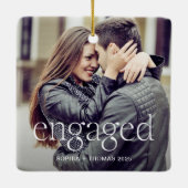 Engaged | Stylish Elevated Text and Two Photos セラミックオーナメント (裏面)