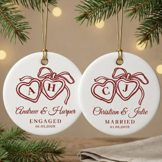 Engagement | 赤いイニシャル オーダーメイド ウェディング 新婚カップル セラミックオーナメント