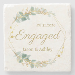 Engagement Announcement Engaged Gift Date & Names ストーンコースター