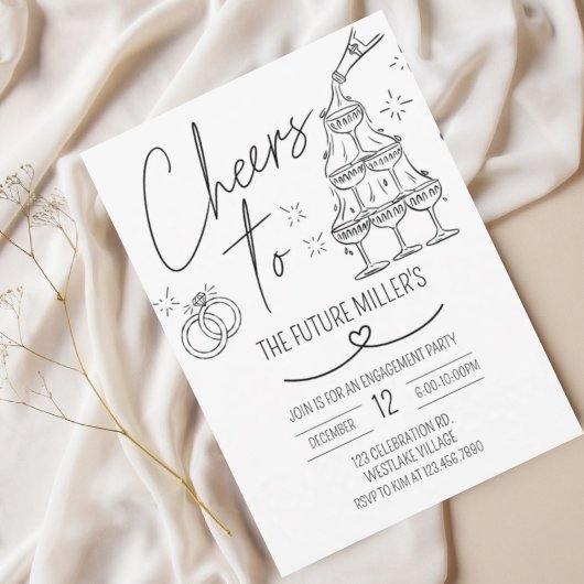 Engagement, Cheers, Modern, wedding 招待状