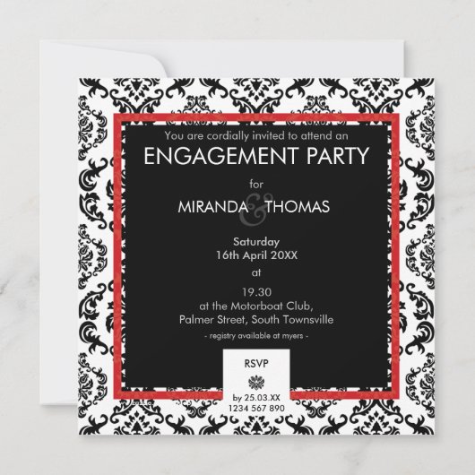 ENGAGEMENT INVITATIONS :: damask colors 11 招待状 (裏面)