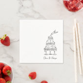 Engagement Party Champagne Tower Sketch Napkins スタンダードカクテルナプキン (インサイチュ)