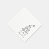 Engagement Party Champagne Tower Sketch Napkins スタンダードカクテルナプキン (角)