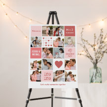 Engagement Party Chic Couple Photo Collage Pink