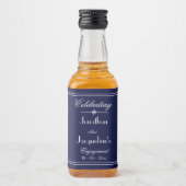 Engagement Party Favors Navy & White Script Mini リキュールボトルラベル (正面)