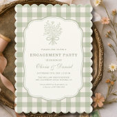 Engagement Party  Gingham Floral Sage Green 招待状