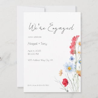 Engagement Party Invitation, Minimalist Floral 招待状